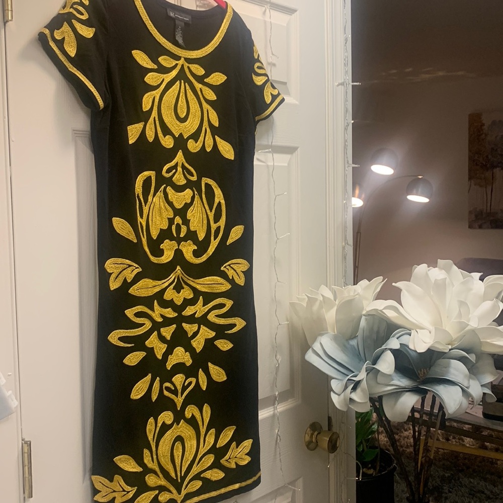 INC Gold Embroidered Dress!